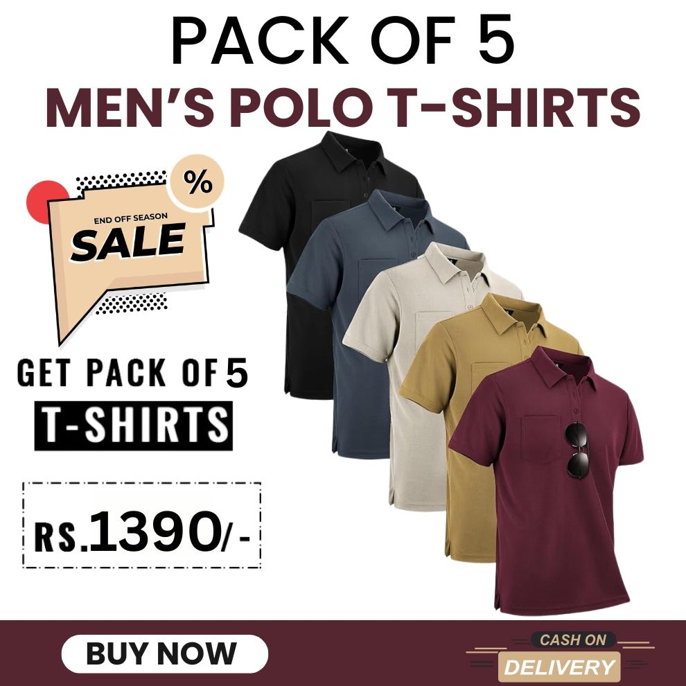 Pack Of 5 Men's Polo T-Shirts Combo - Combokart