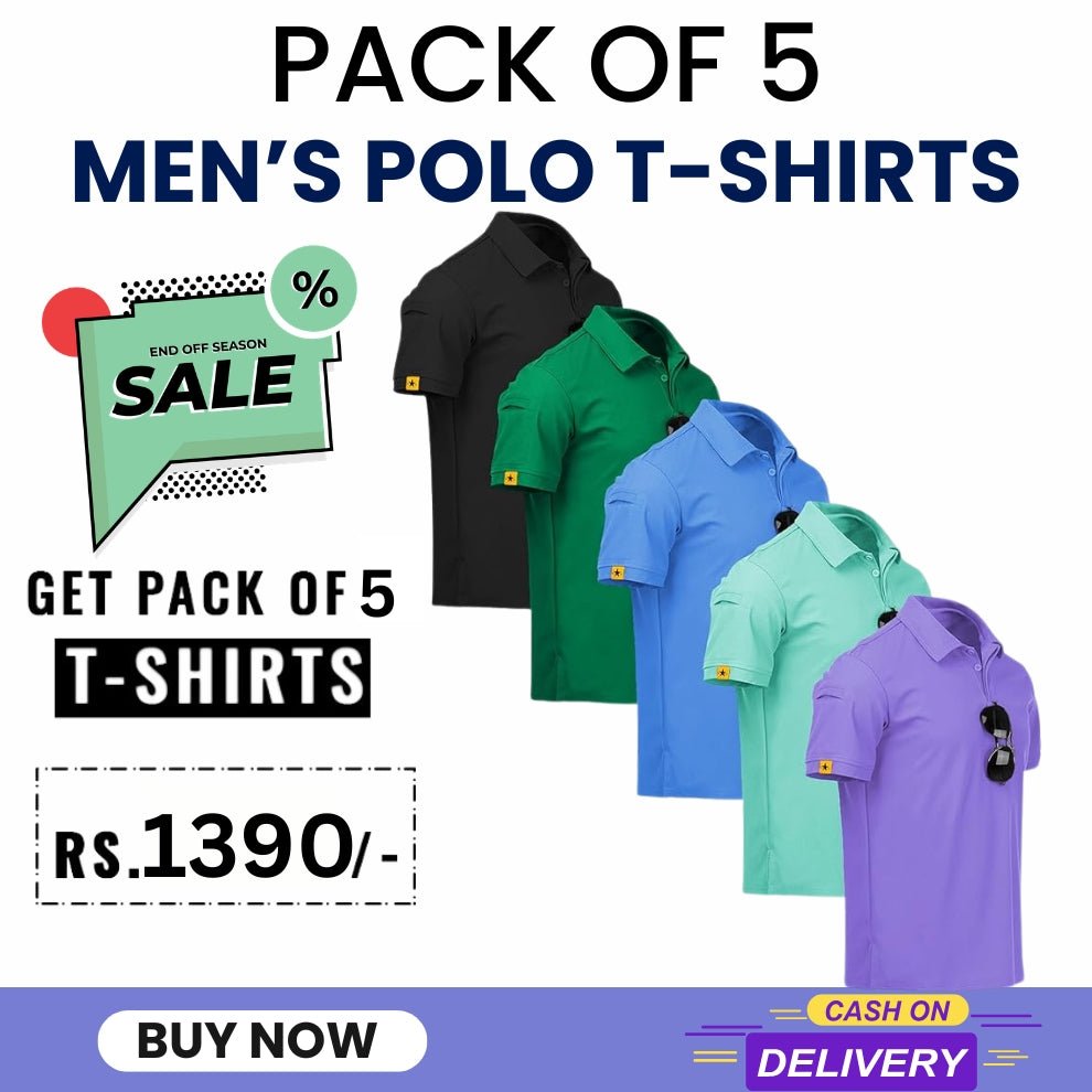 Pack Of 5 Men's Polo T-Shirts Combo - Combokart
