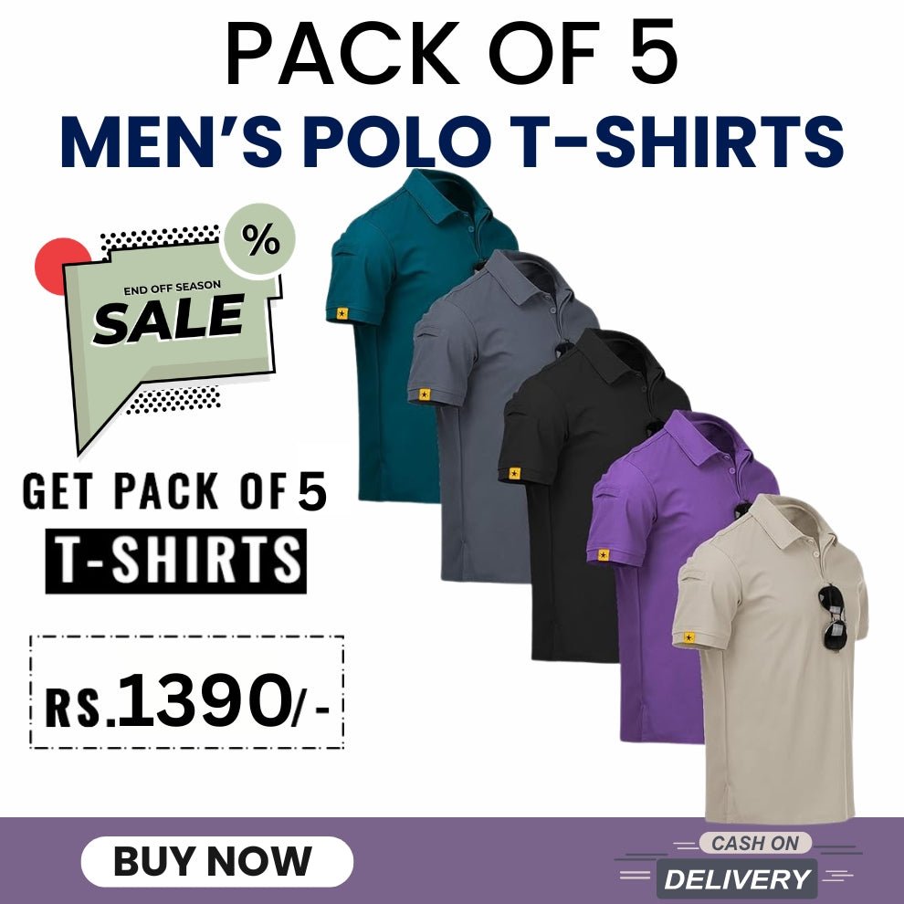 Pack Of 5 Men's Polo T-Shirts Combo - Combokart