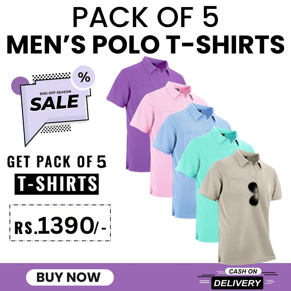 Pack Of 5 Men's Polo T-Shirts Combo - Combokart