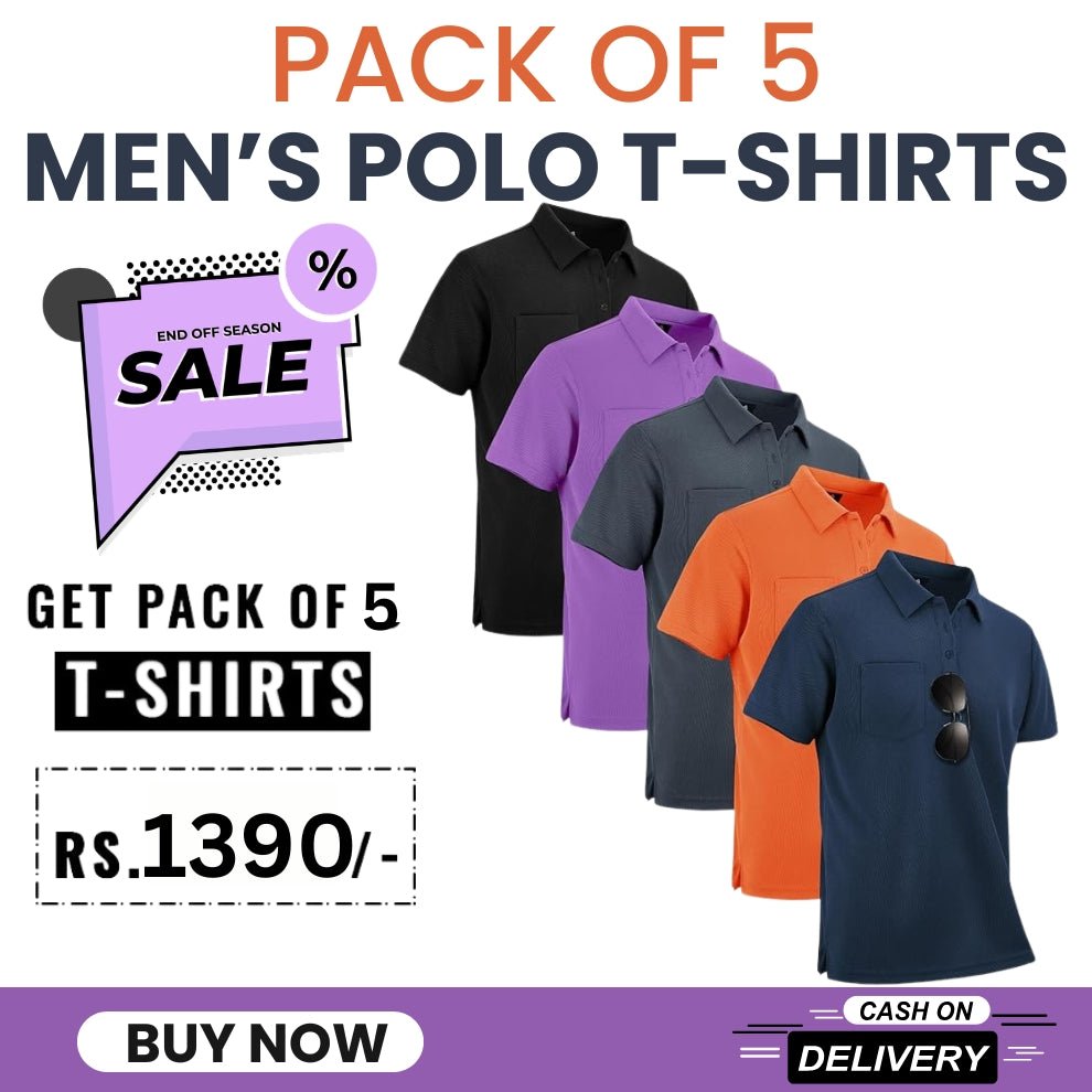 Pack Of 5 Men's Polo T-Shirts Combo - Combokart