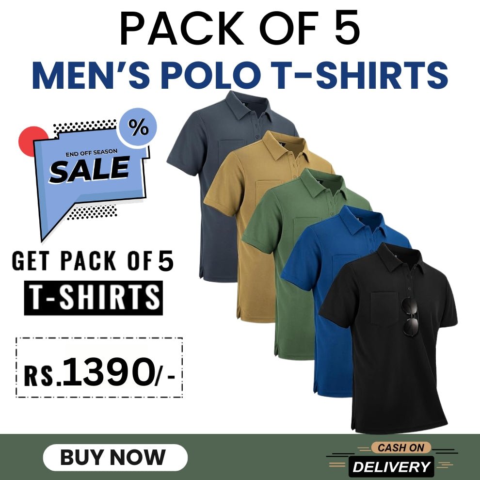 Pack Of 5 Men's Polo T-Shirts Combo - Combokart