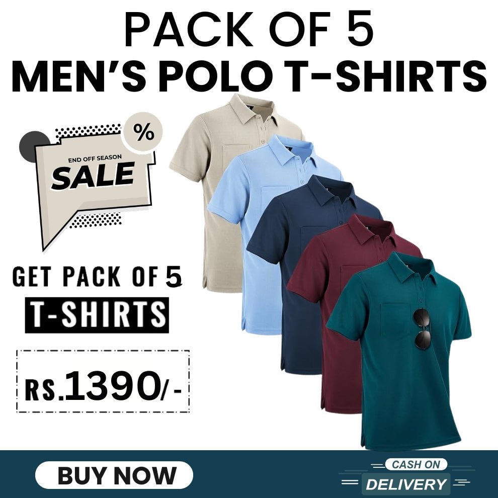 Pack Of 5 Men's Polo T-Shirts Combo - Combokart
