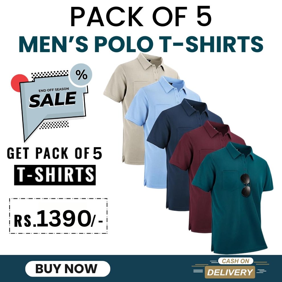 Pack Of 5 Men's Polo T-Shirts Combo - Combokart
