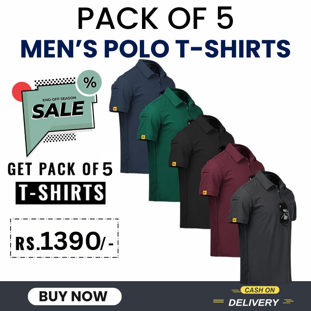 Pack Of 5 Men's Polo T-Shirts Combo - Combokart
